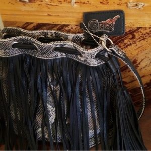 Carlos Santana faux snakeskin bucket shoulder bag